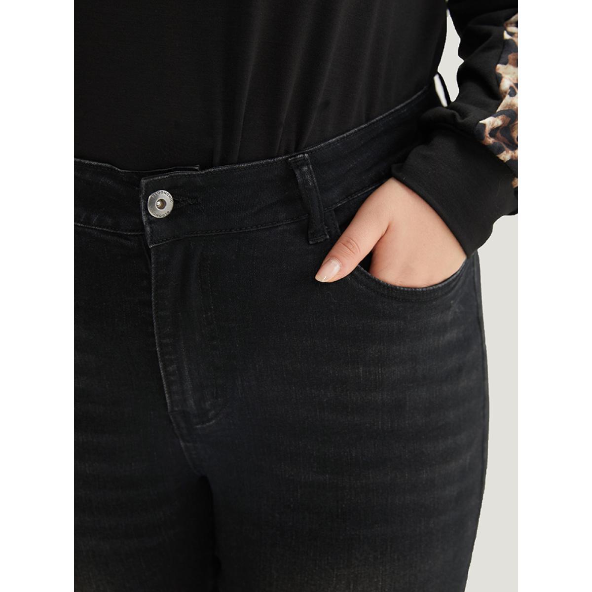 Plus Size Skinny High Rise Black Wash Jeans Women Black Casual Plain Plain High stretch Pocket Jeans BloomChic 10/M Product Image