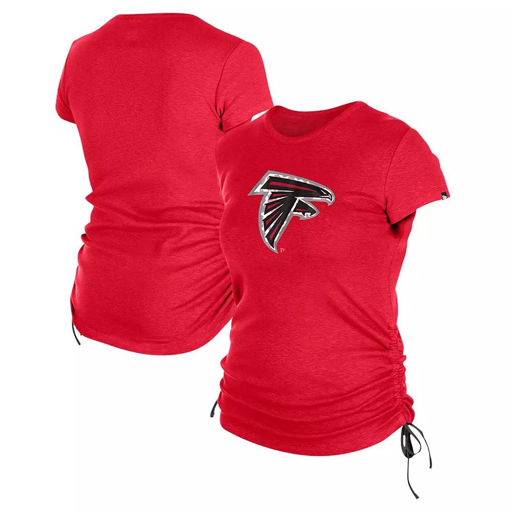 Women's New Era Red Atlanta Falcons Ruched Side T-Shirt, Size: XS Product Image