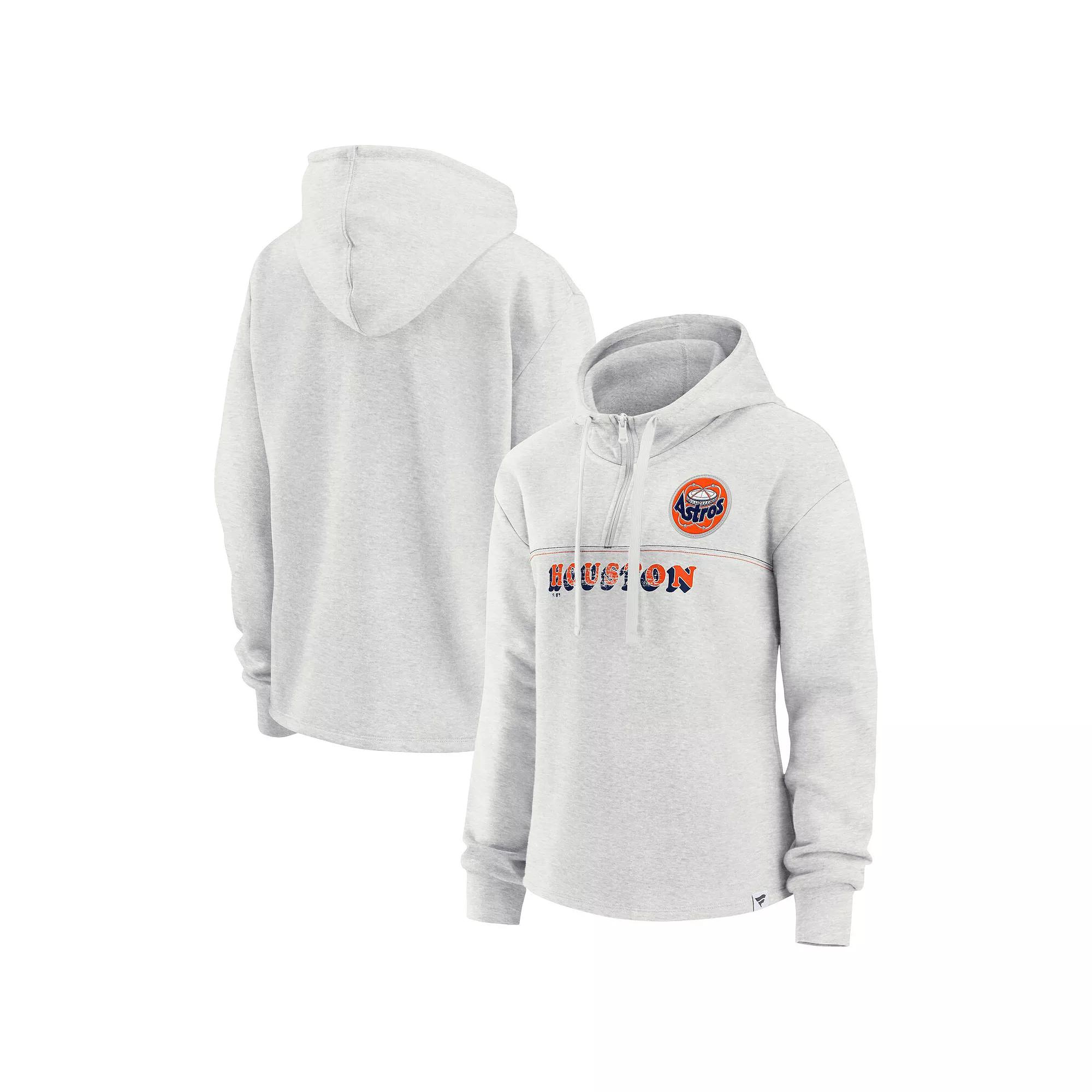 Women's Fanatics Branded Oatmeal Houston Astros True Classics Legacy Quarter-Zip Hoodie, Size: XS, Team Product Image