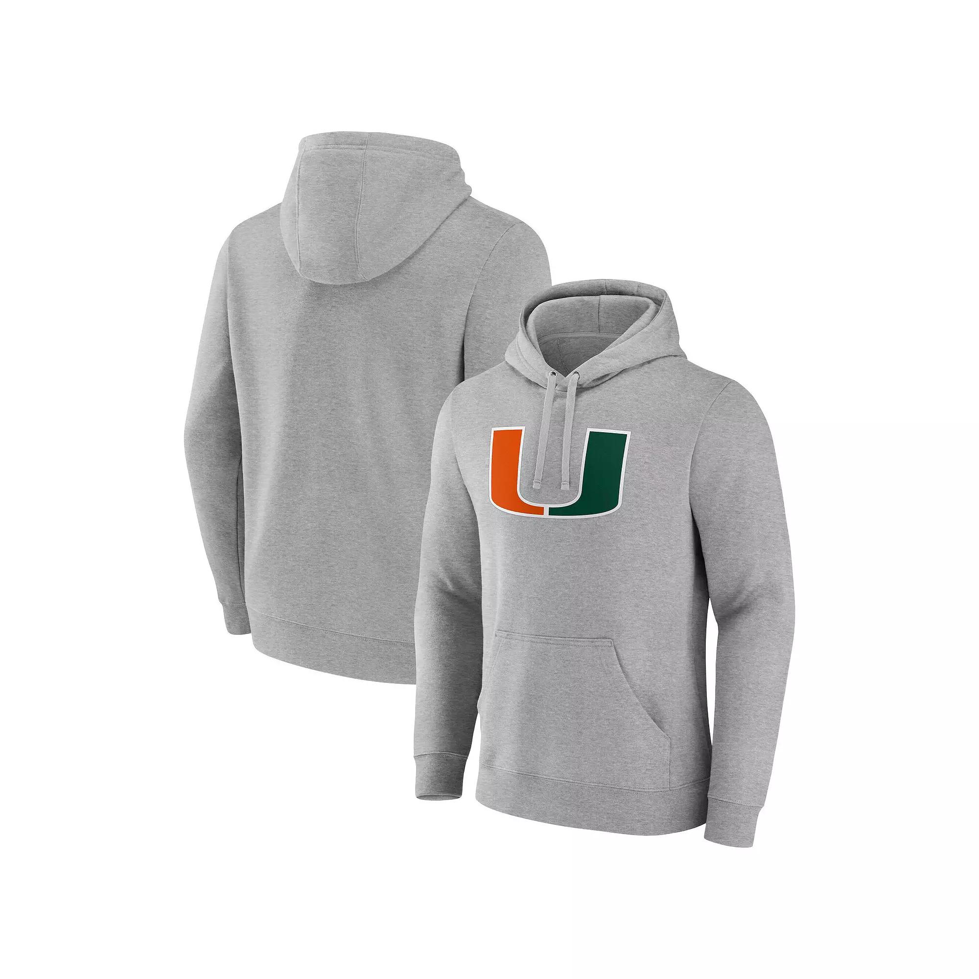 Men's Fanatics Gray Miami Hurricanes Fleece Pullover Hoodie, Size: Large, Grey Product Image
