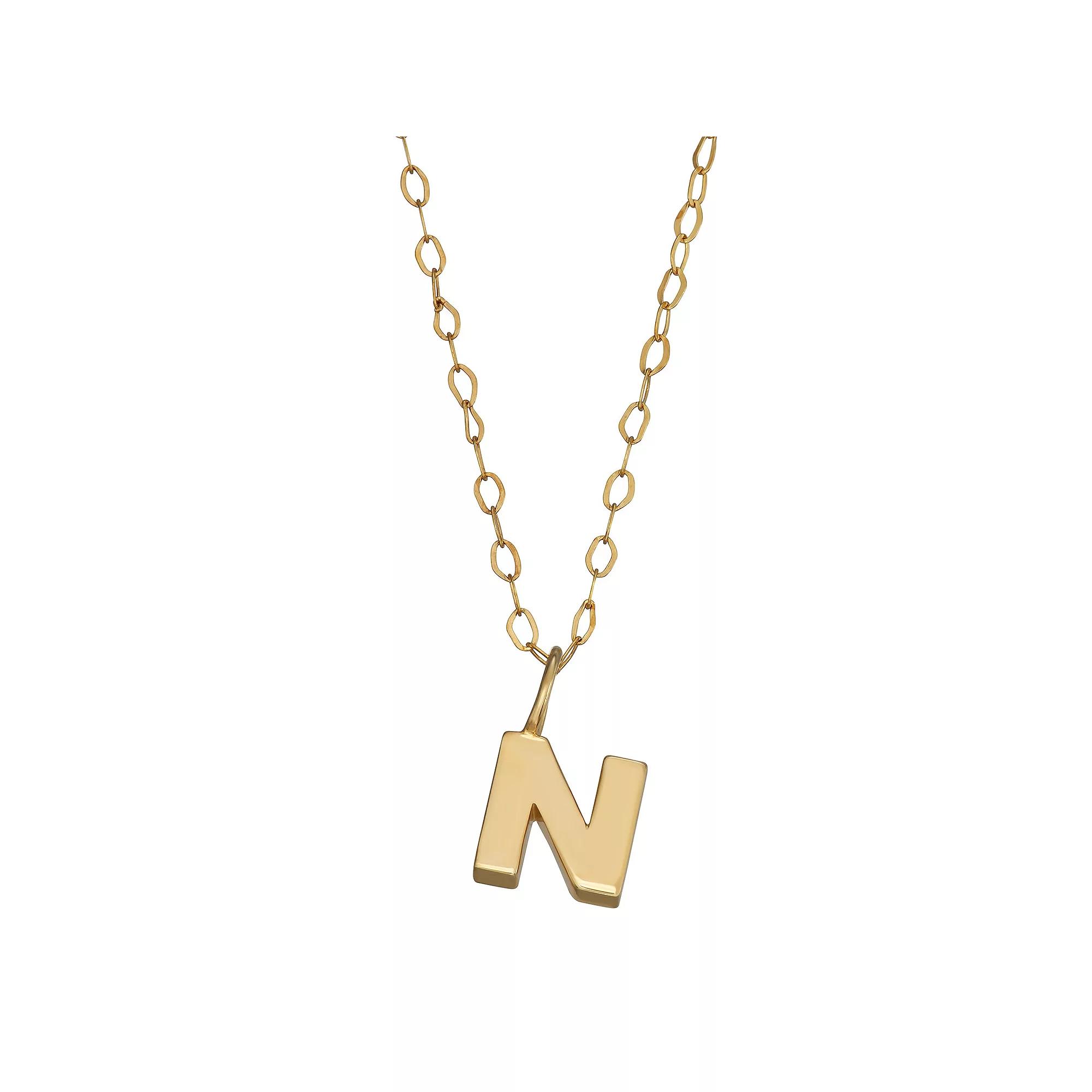 10K Gold Initial Pendant on 14K Gold Filled Chain, Womens Product Image