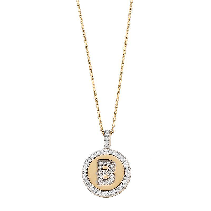 14k Gold Over Silver Cubic Zirconia Initial Pendant Necklace, Women's, Size: 18" Product Image