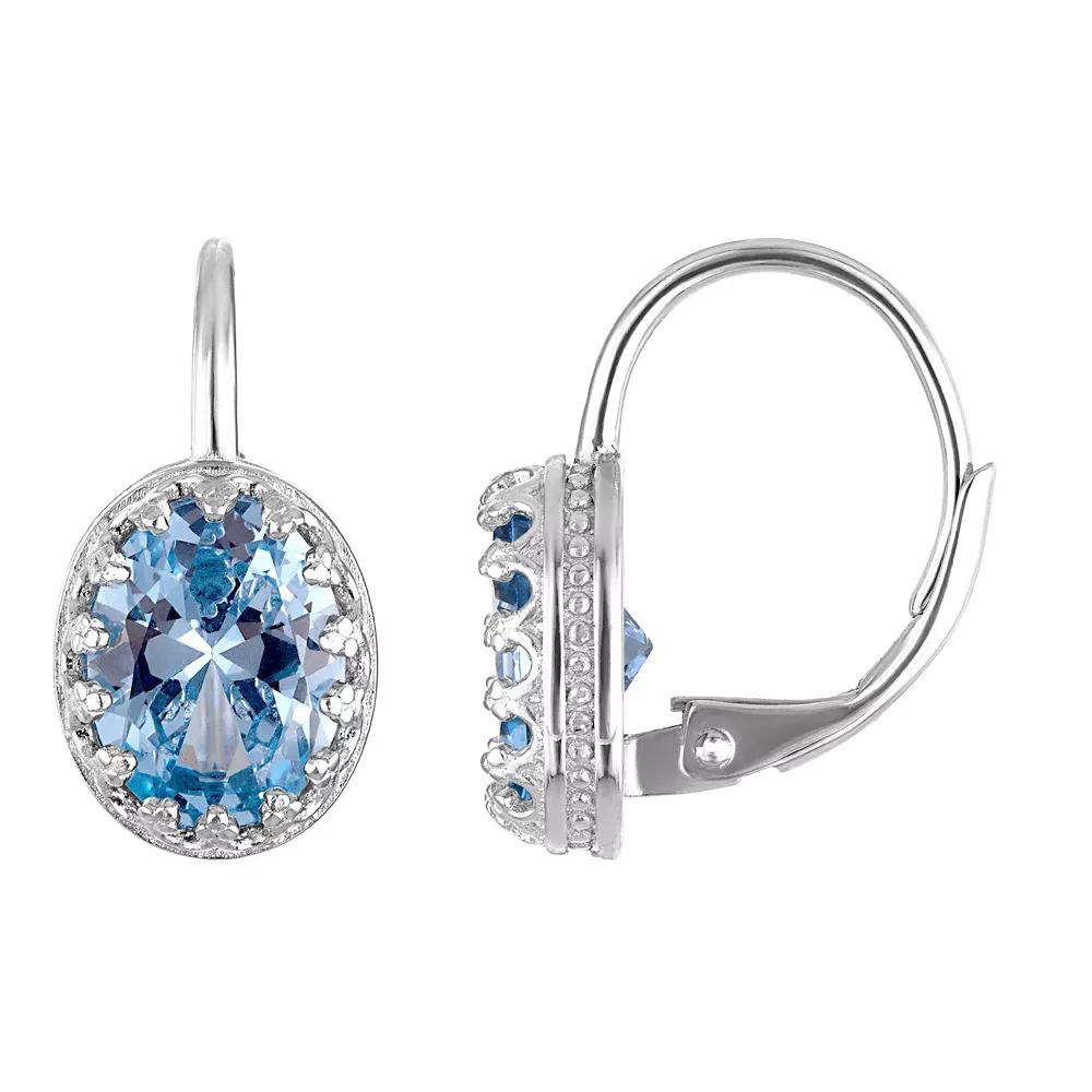 Designs by Gioelli Sterling Silver Gemstone Leverback Earrings, Women's, Cr Aquamarine Product Image
