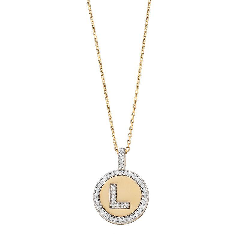 14k Gold Over Silver Cubic Zirconia Initial Pendant Necklace, Women's, Size: 18" Product Image