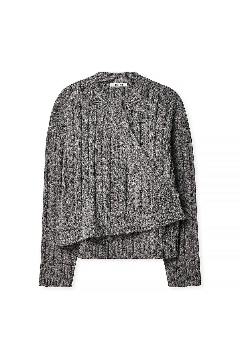 Cable Knitted Wrap Sweater Product Image