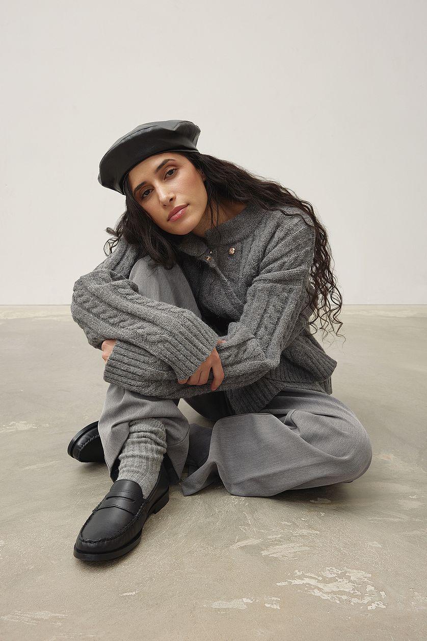 Cable Knitted Wrap Sweater Product Image