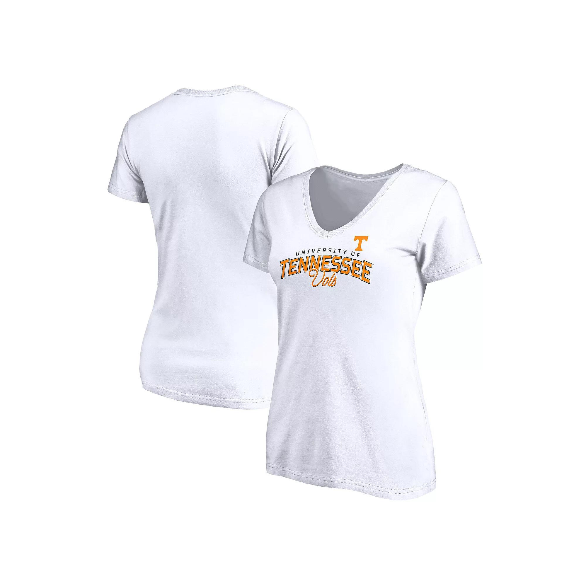 Women's Fanatics White Tennessee Volunteers Running Start V-Neck T-Shirt, Size: Medium Product Image