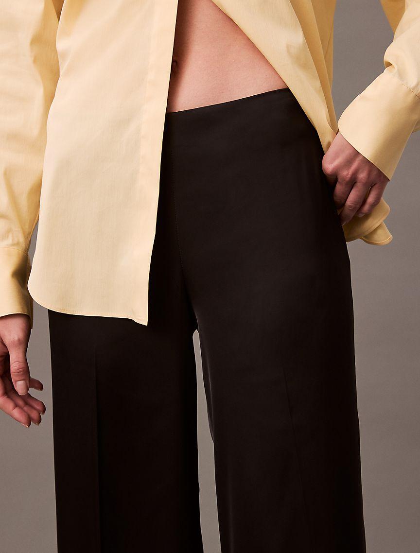 Satin Stretch Wide Leg Pants Product Image