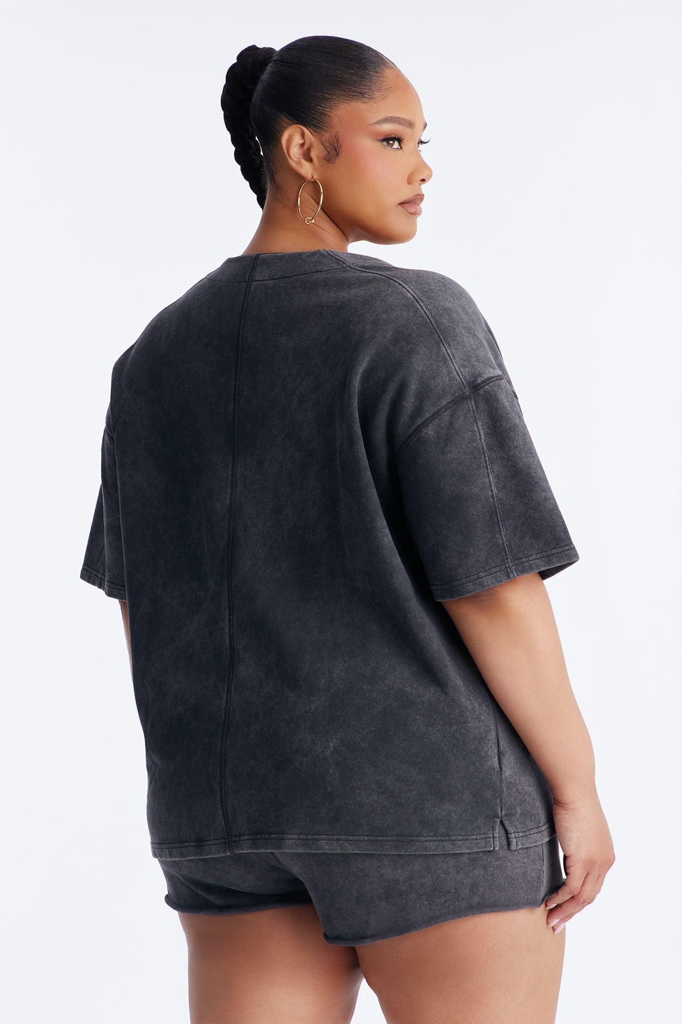 Maya Washed Oversized Shirt - Charcoal Female Product Image