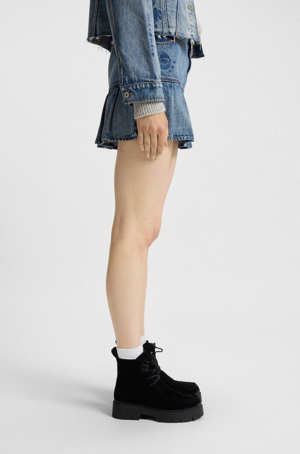 Lace-up boots in suede with removable logo tag Product Image