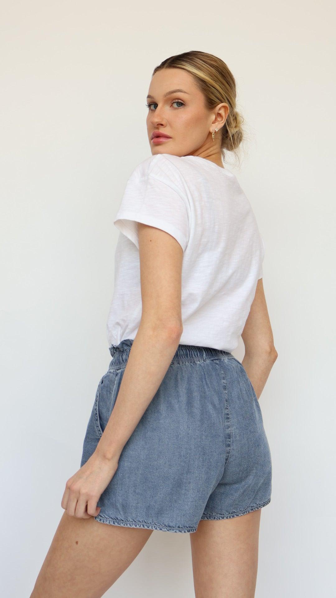 Krissy Denim Tencel Shorts Product Image
