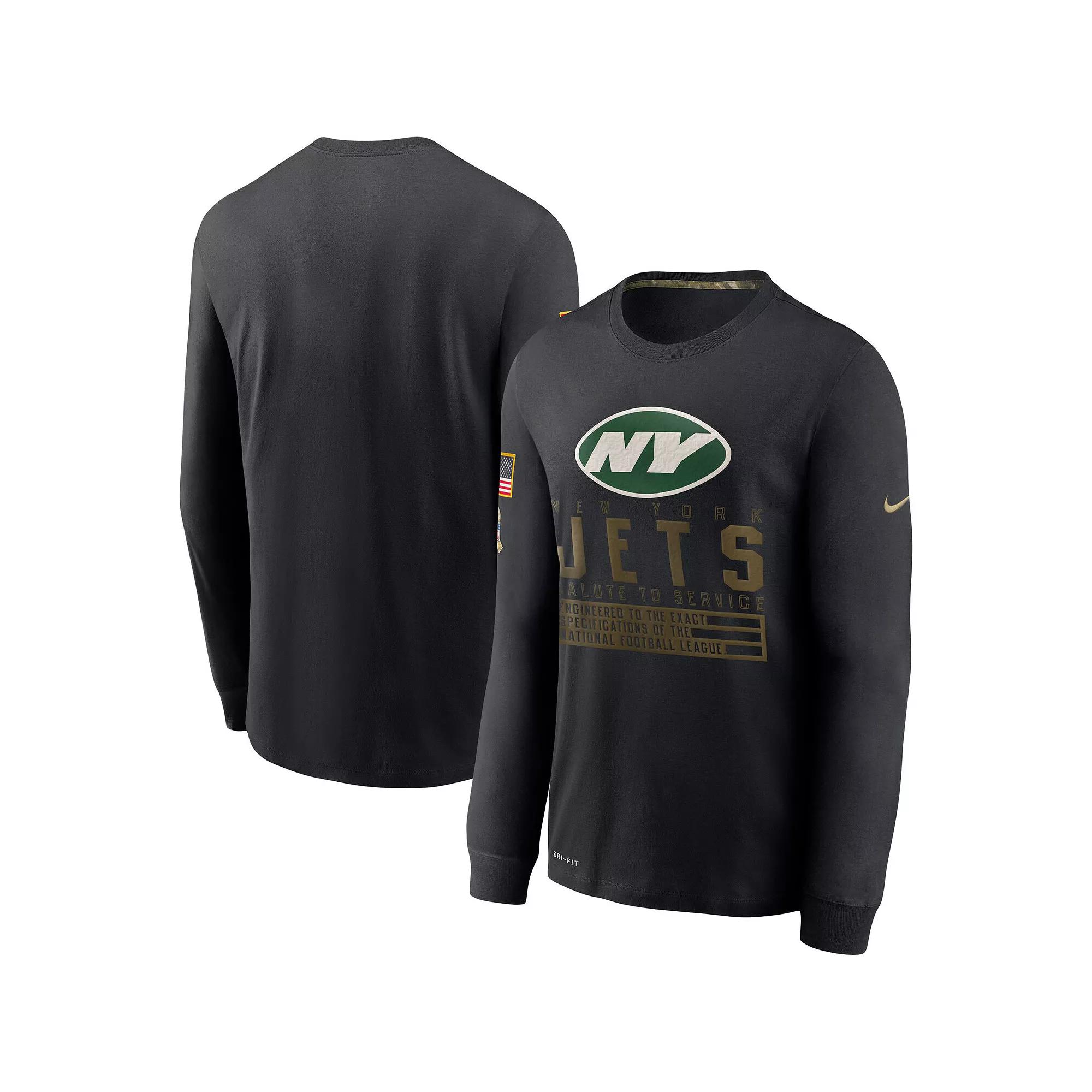 Men's Nike Black New York Jets Salute to Service Sideline Performance Long Sleeve T-Shirt, Size: Large Product Image