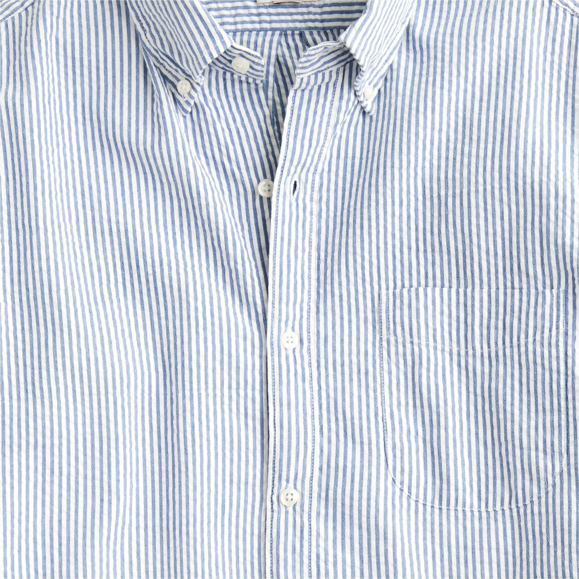 Short-sleeve yarn-dyed seersucker shirt Product Image