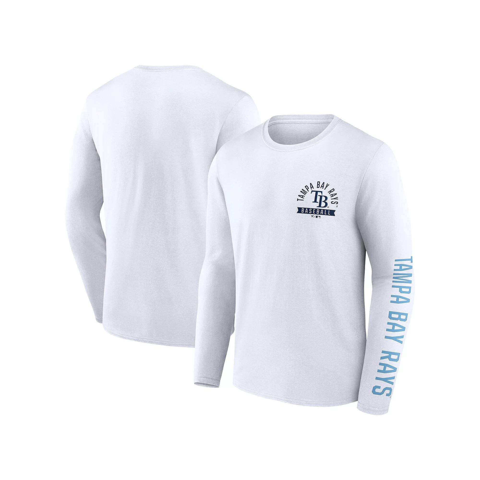 Men's Fanatics White Tampa Bay Rays Press Box Long Sleeve T-Shirt,  Product Image