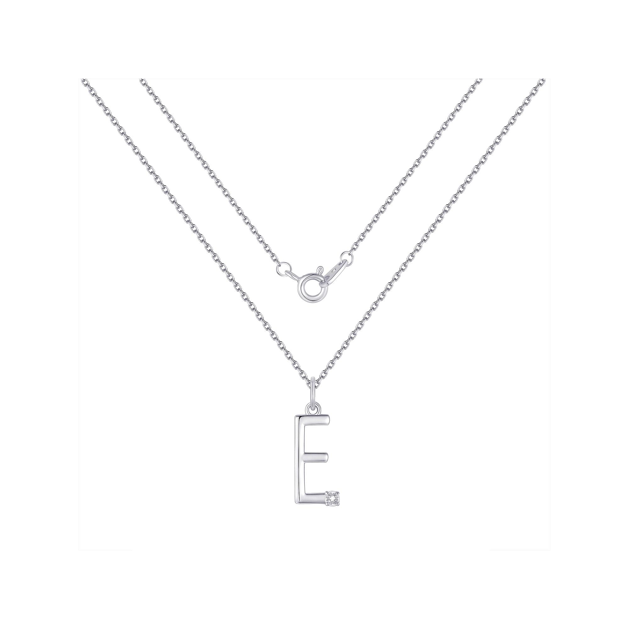 Forever Radiant Diamond Accent Initial Pendant Necklace, Women's, Size: 18", Silver Tone E Product Image