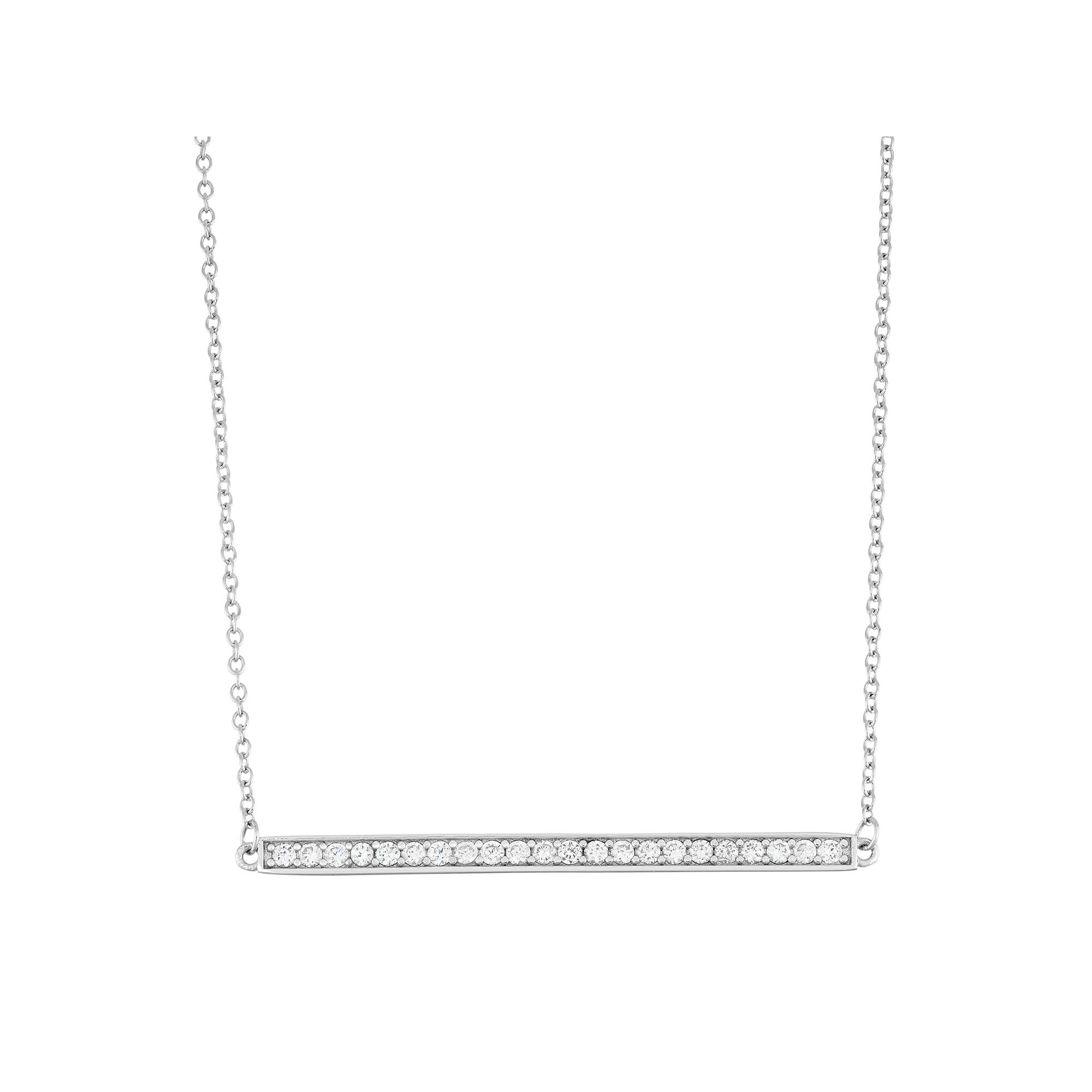 Sterling Silver Cubic Zirconia Bar Necklace, Women's, Size: 18", White Product Image