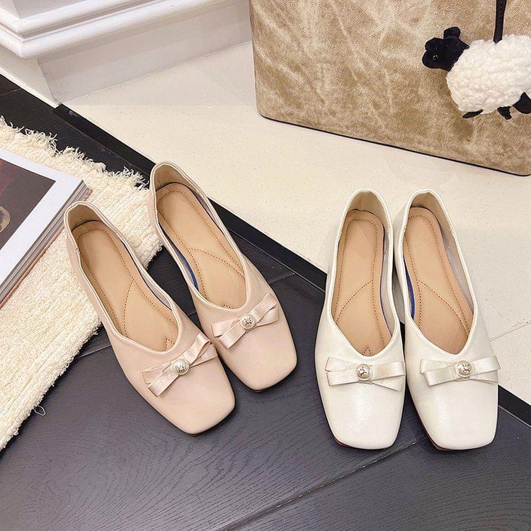 Square Toe Bow Ballet Flats Product Image