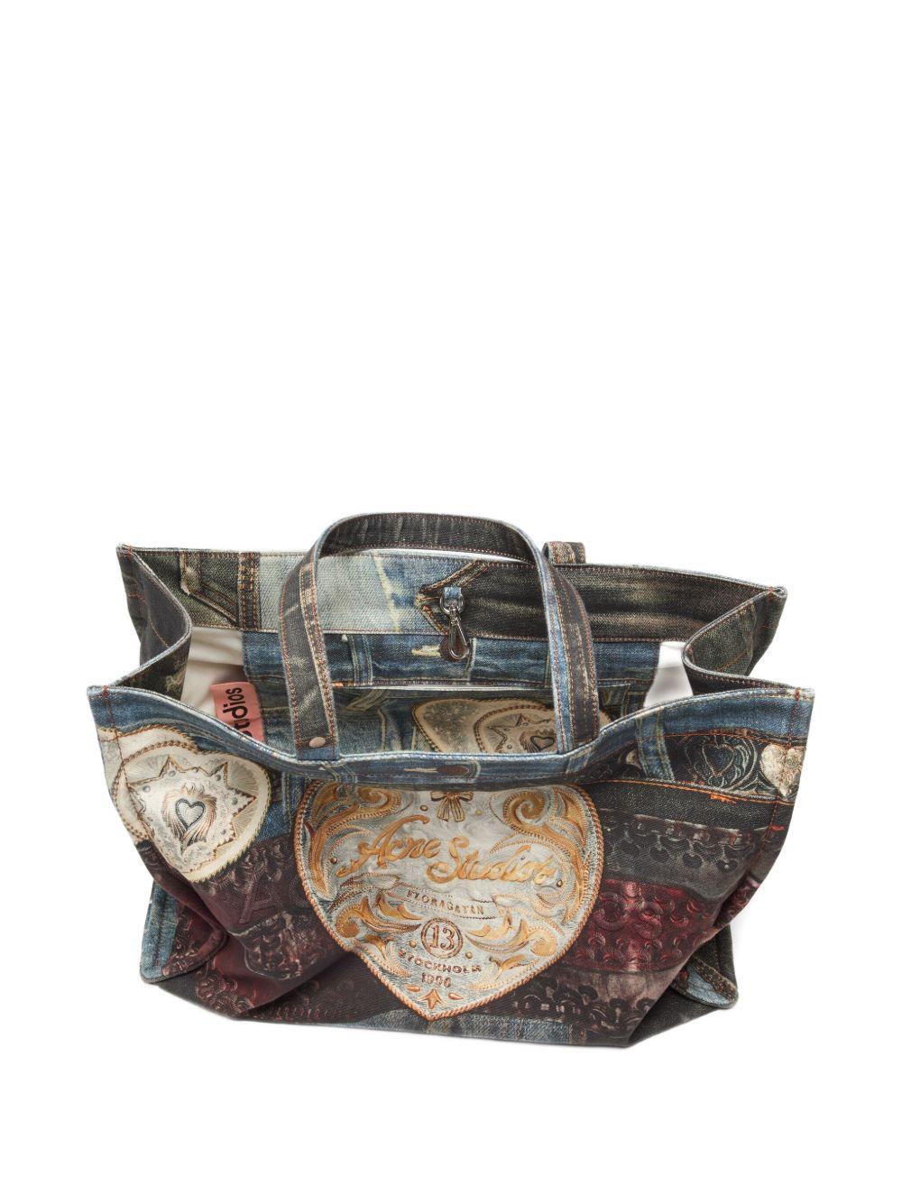 denim-patch heart tote bag Product Image