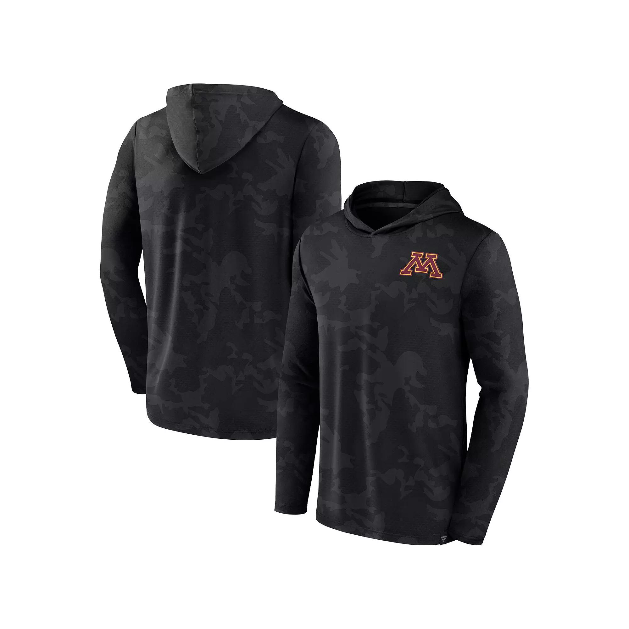 Men's Fanatics Branded Black Minnesota Golden Gophers Camo Hoodie Long Sleeve T-Shirt,  Product Image