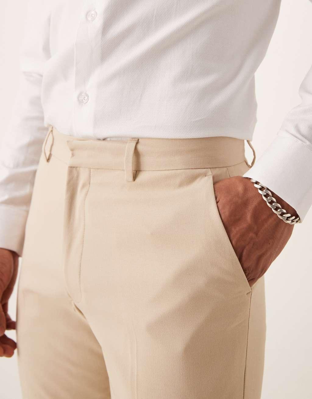 ASOS DESIGN slim suit pants in stone Product Image
