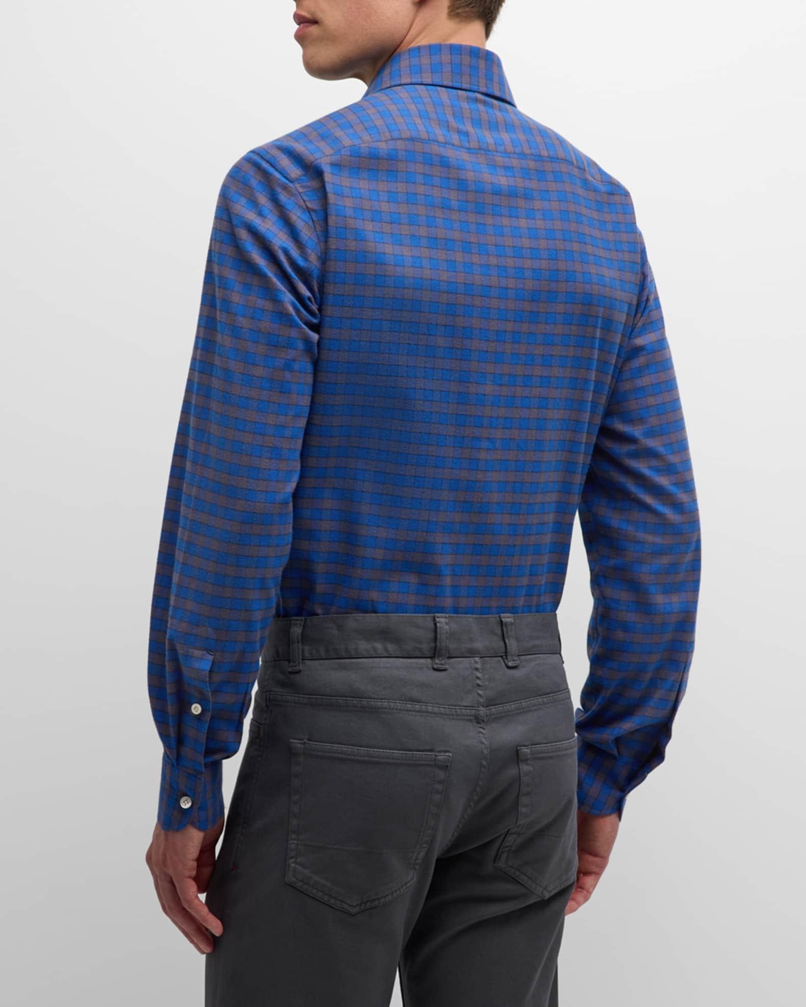 Men's Cotton Gingam Check Casual Button-Down Shirt Product Image