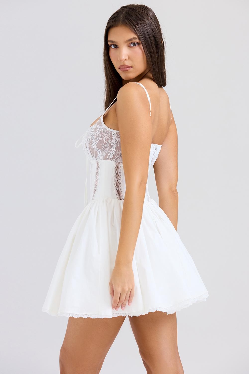 Rosaria  white cotton corset mini dress Product Image