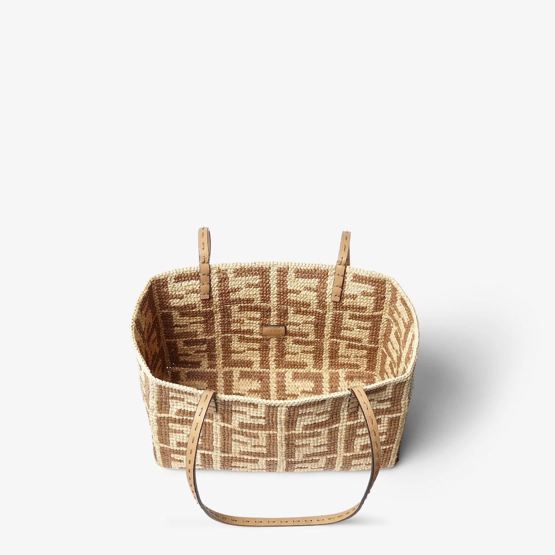 Small RollBeige FF raffia crochet shopper Product Image