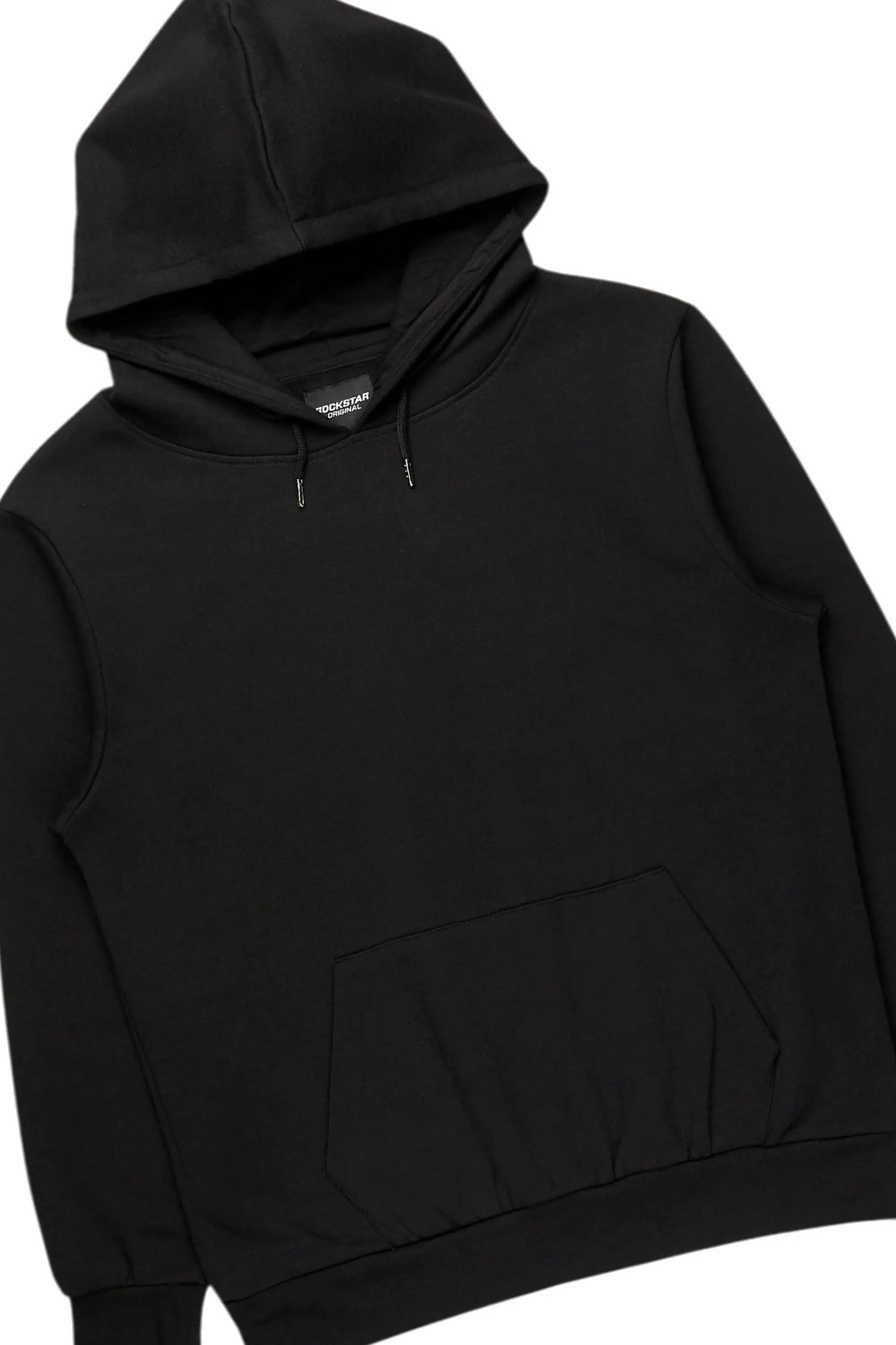 Basic Black/Red Hoodie/Stacked Flare Track Set Male Product Image