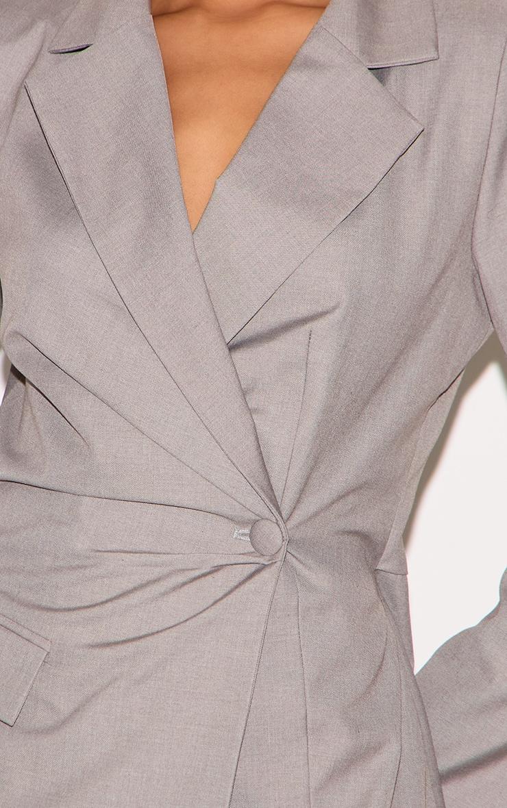Pale Grey Tailored Woven Cinched Waist Long Sleeve Romper Product Image