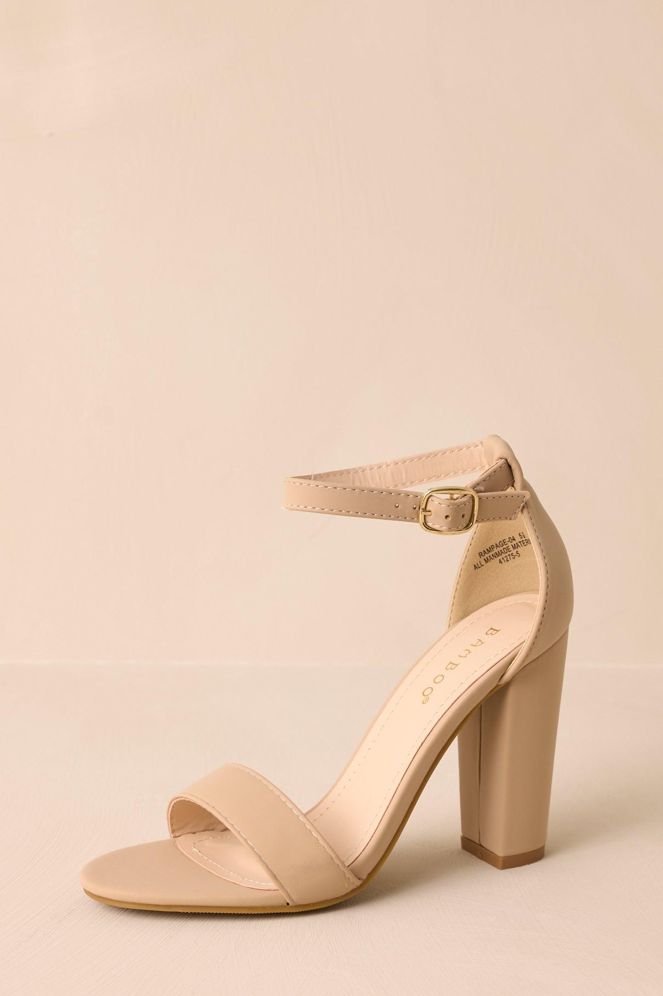 Plans To Dance Vegan Leather Taupe Ankle Strap Heels Product Image