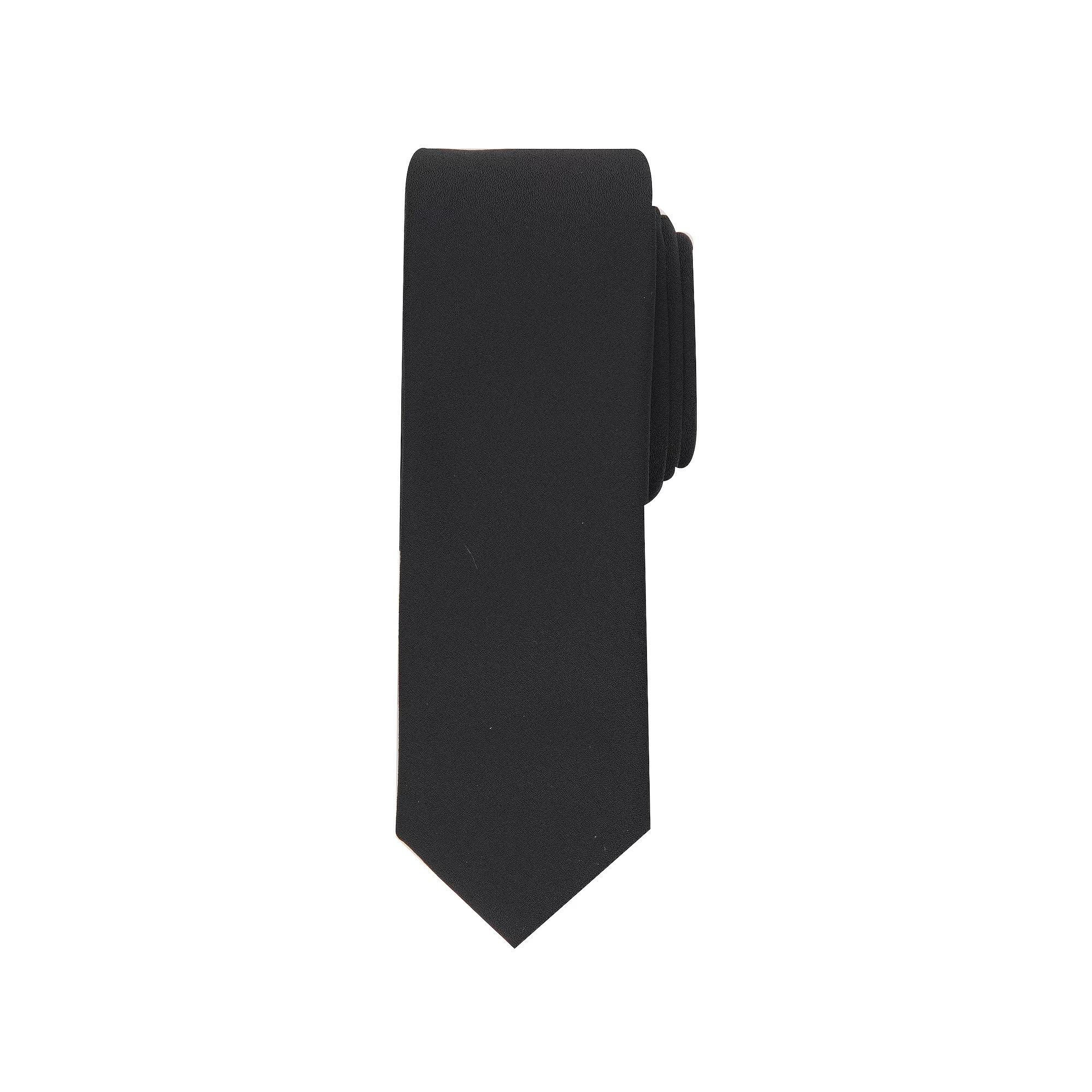 Men's Bespoke Black Solid Sateen Skinny Tie, Black Sateen Product Image