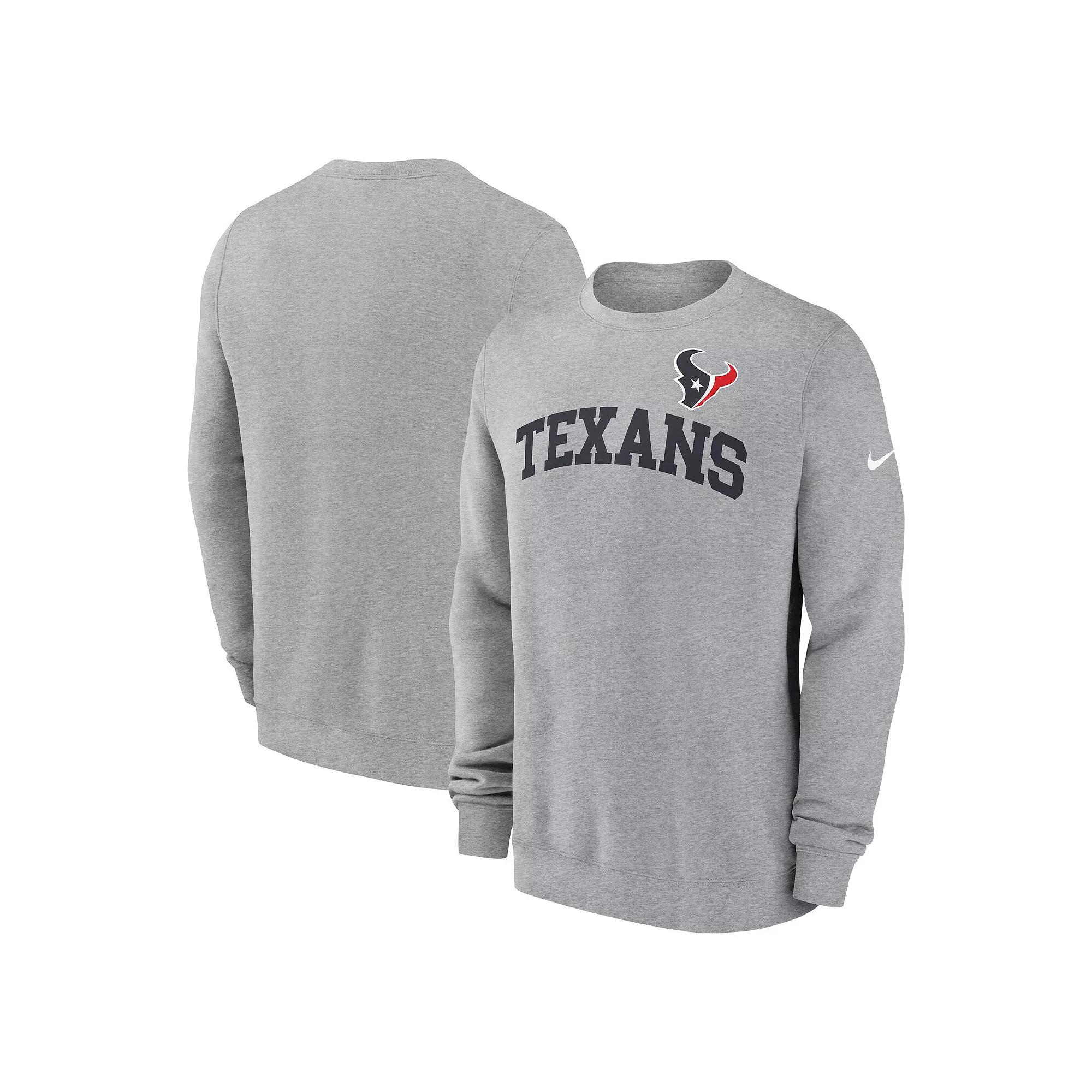Men's Nike Heather Gray Houston Texans Club Pullover Sweatshirt, Size: Medium, Grey Product Image