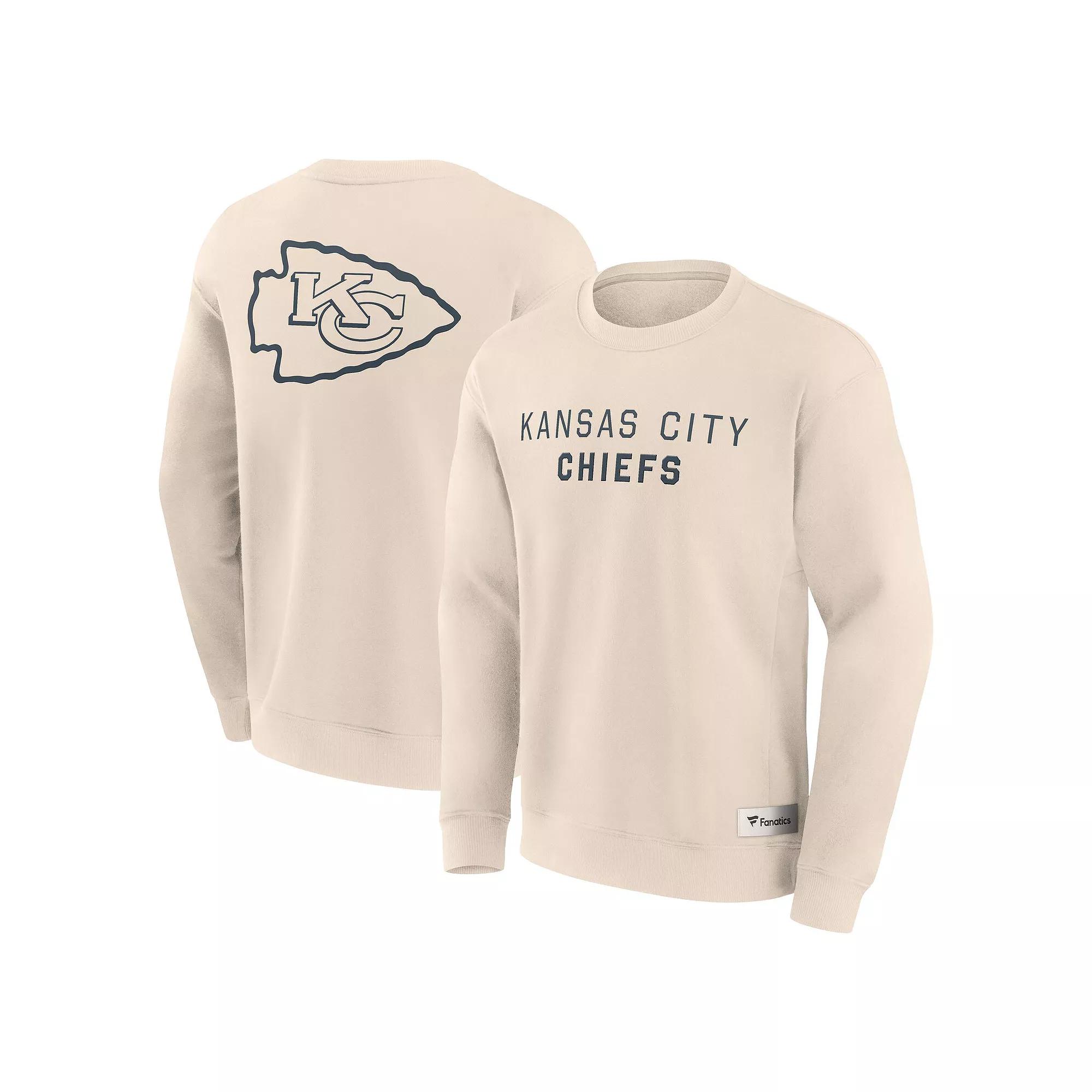 Men's Fanatics Cream Kansas City Chiefs Elements Future Ground Lettering Pullover Sweatshirt,  Product Image