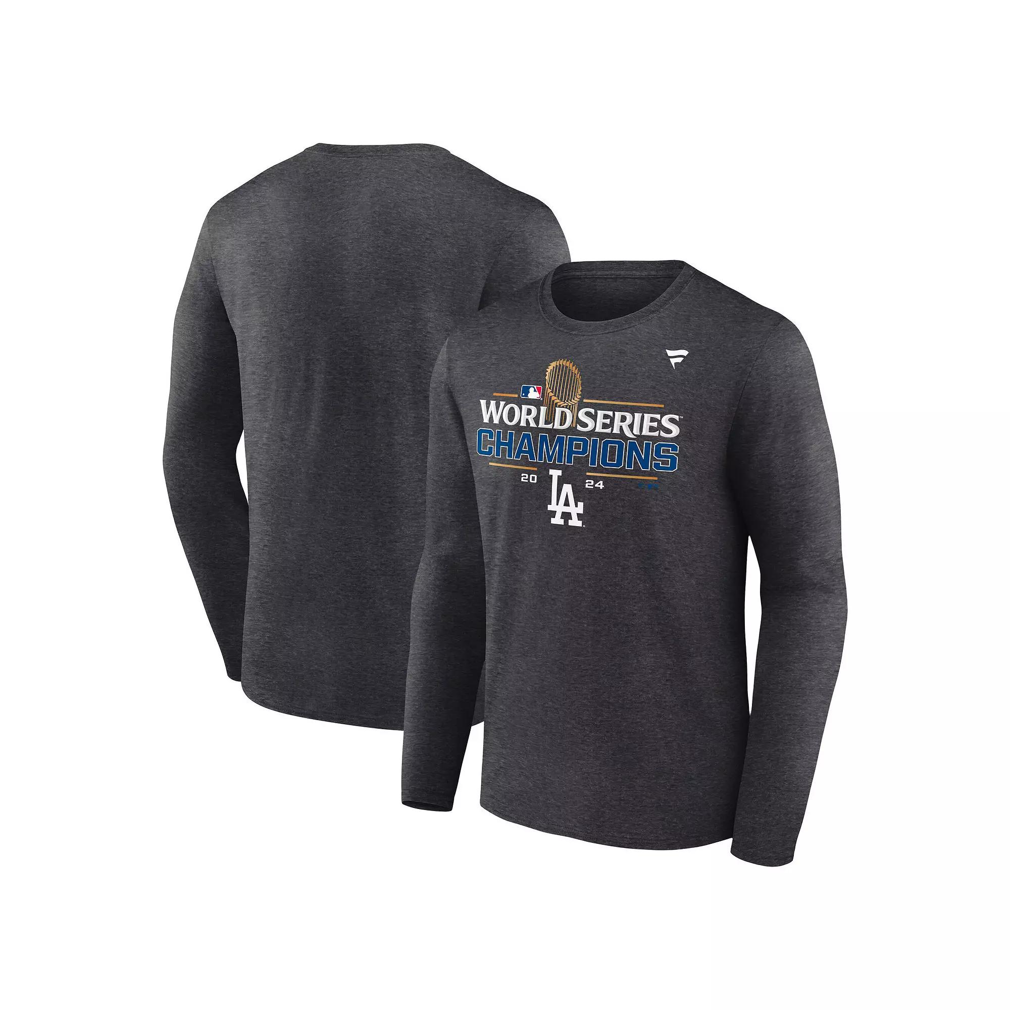 Men's Fanatics Heather Charcoal Los Angeles Dodgers Big & Tall 2024 World Series Champions Locker Room Long Sleeve T-Shirt, Size: 4XB Product Image