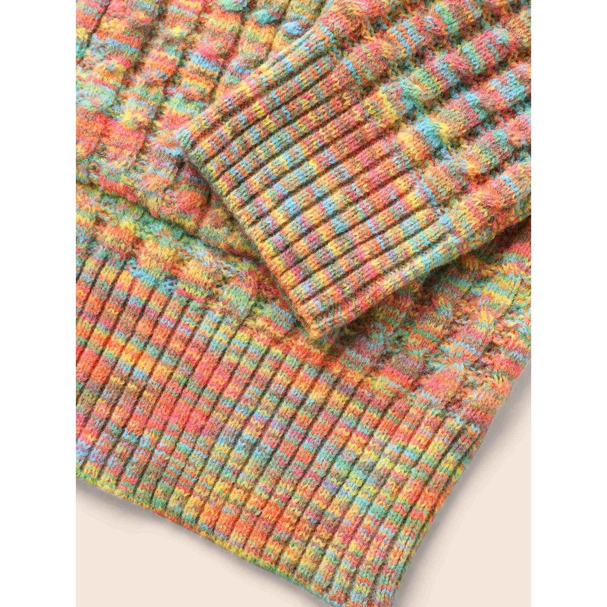 Plus Size Ombre Heather Patched Pocket Cardigan Multicolor Women Casual Loose Long Sleeve Everyday Cardigans BloomChic 30/6X Product Image