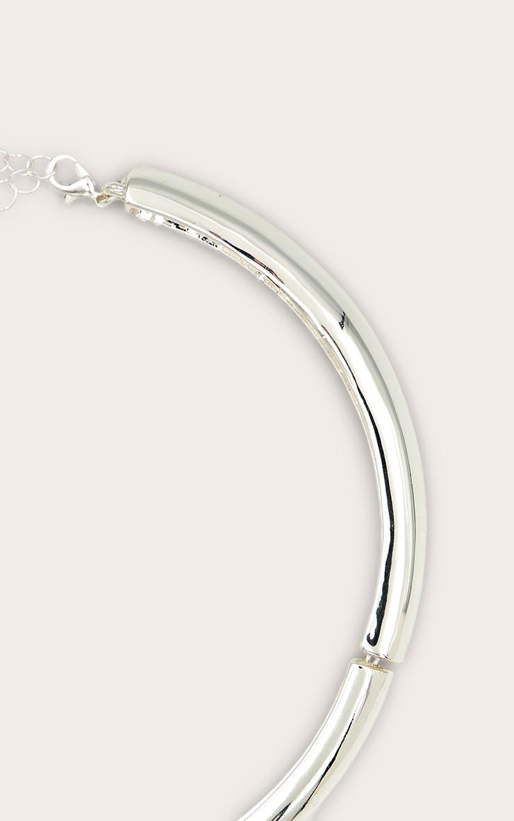 Silver Smooth Twisted Metal Statement Necklace Product Image