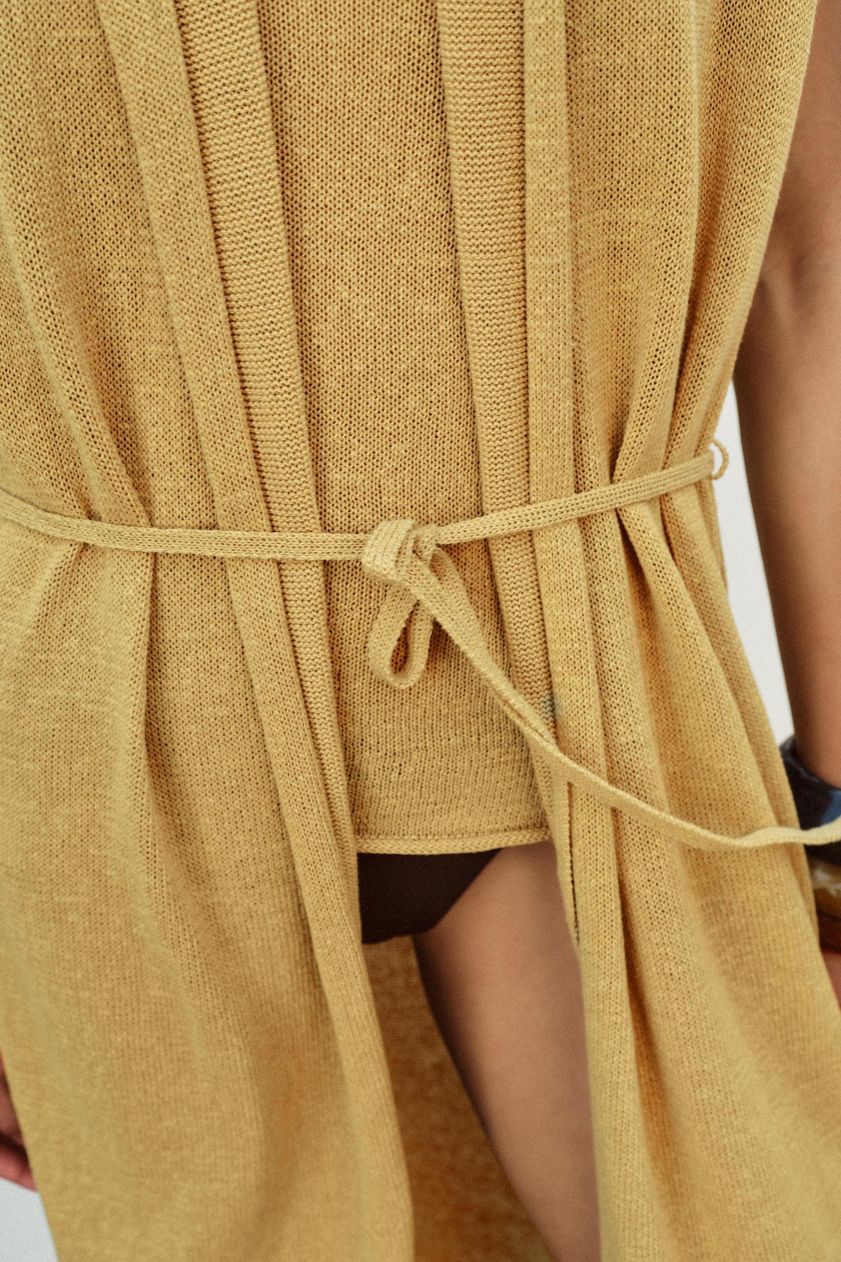 LONG KNIT JACKET WITH LINEN Product Image