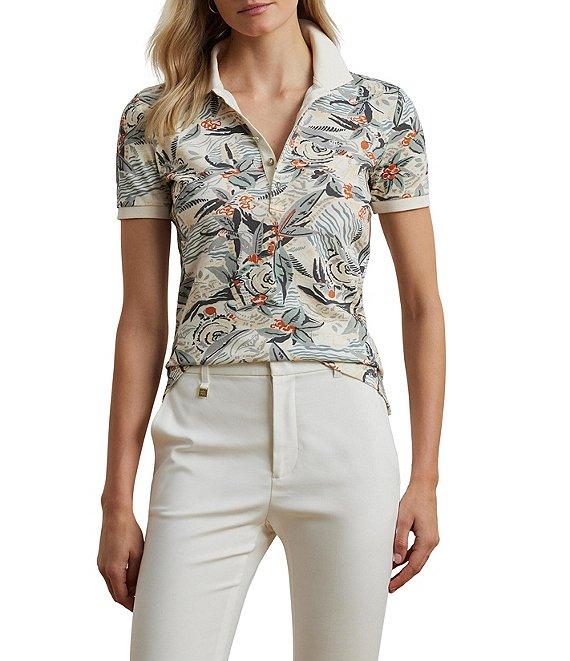 Lauren Ralph Lauren Stretch Pique Printed Polo Shirt Product Image