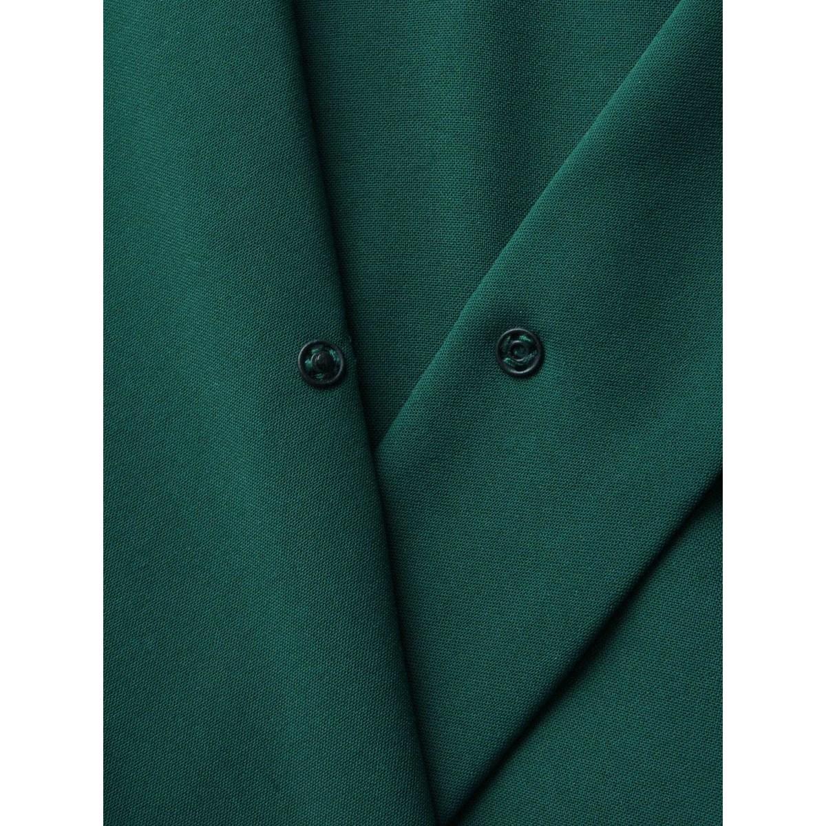 Plus Size Suit Collar Pleated Belted Midi Dress DarkGreen Women At the Office Belted Suit Collar Long Sleeve Curvy BloomChic 12/L Product Image