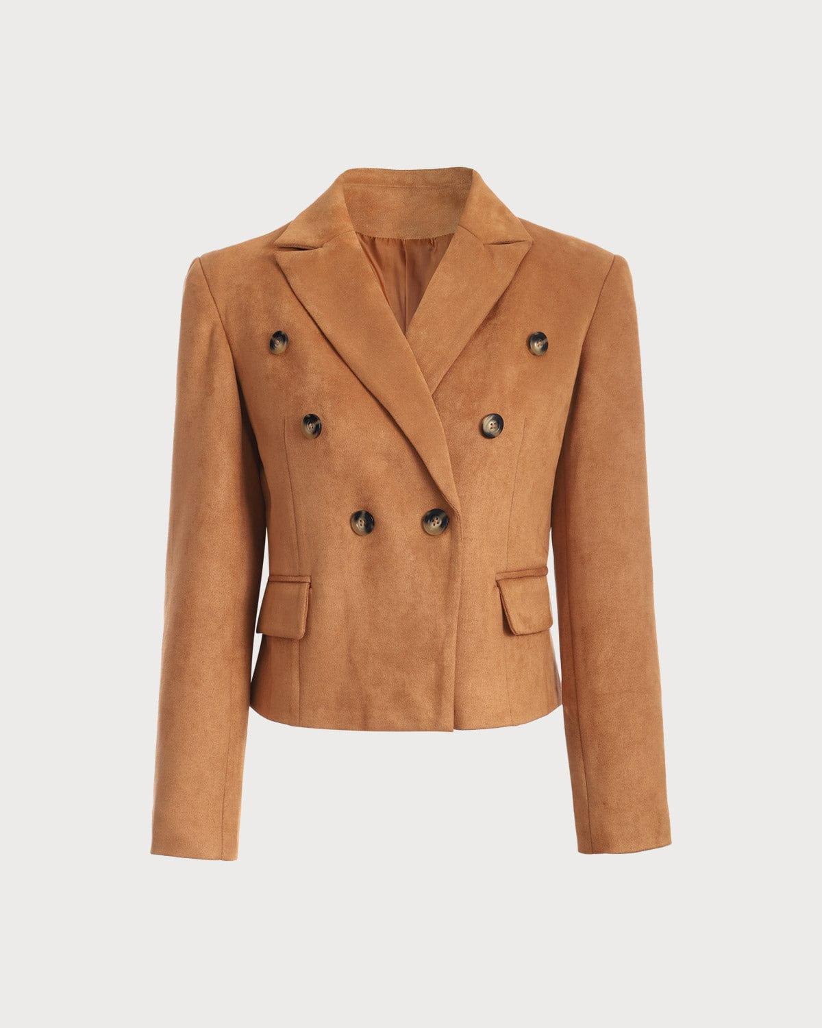 The Collared Buttons Suede Blazer Product Image