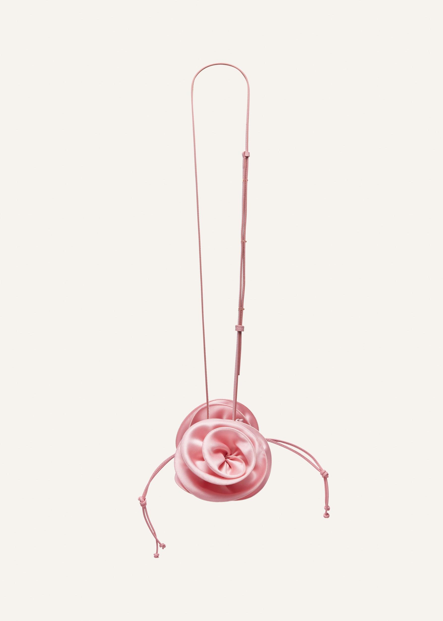 Small Magda bag pearl strap in pink satin Product Image