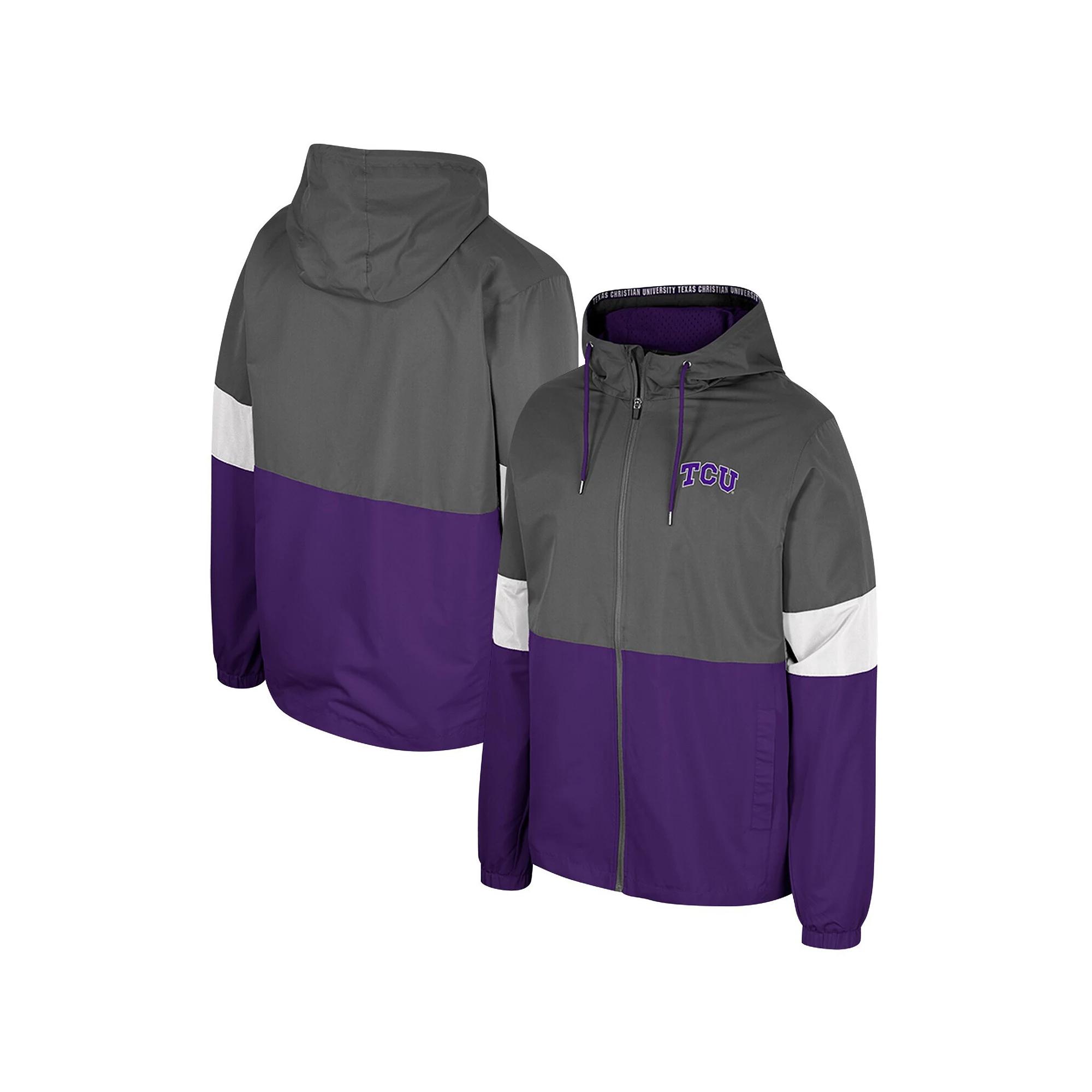 Men's Colosseum Charcoal TCU Horned Frogs Miles Full-Zip Jacket, Size: Large Product Image