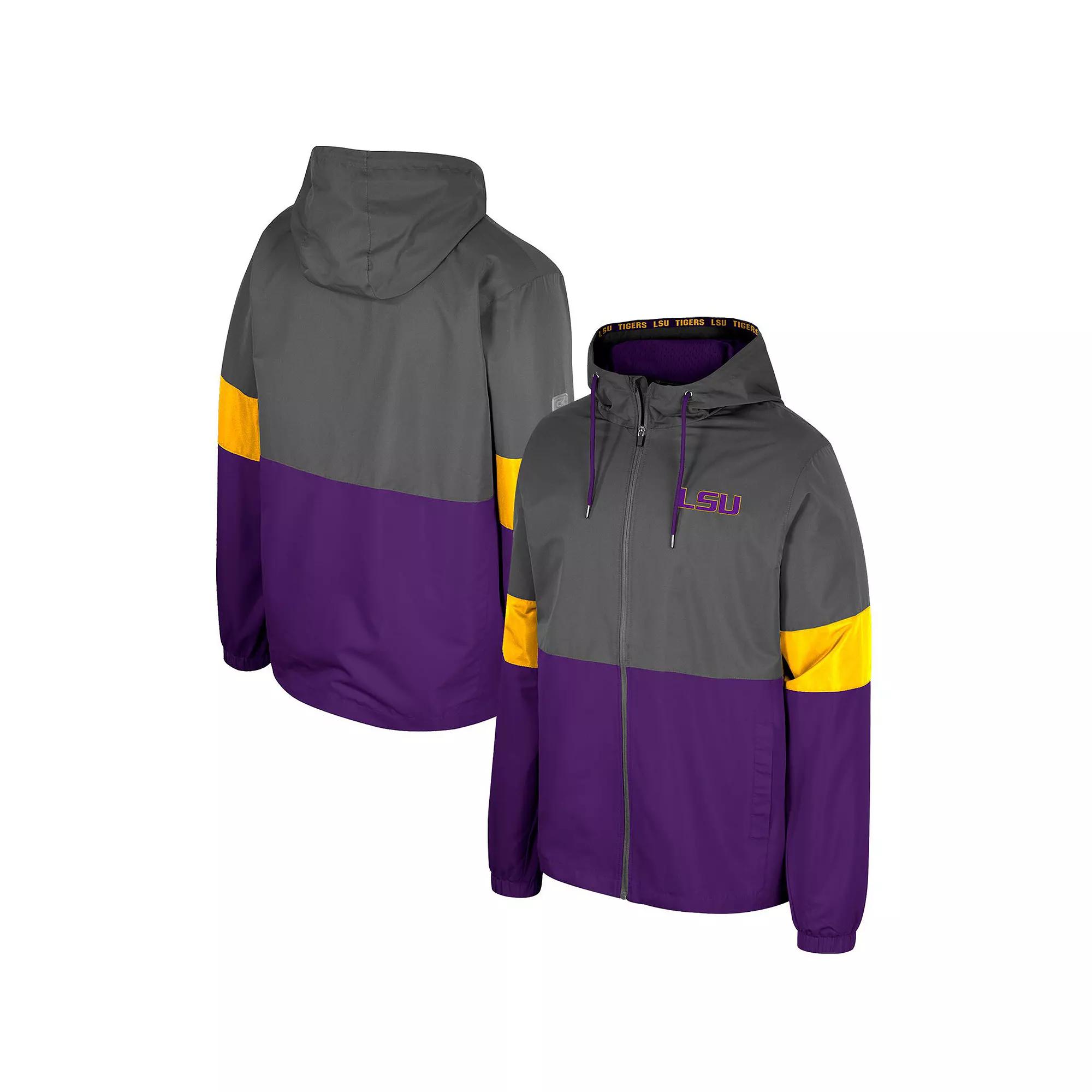Men's Colosseum Charcoal LSU Tigers Miles Full-Zip Jacket, Size: Large Product Image