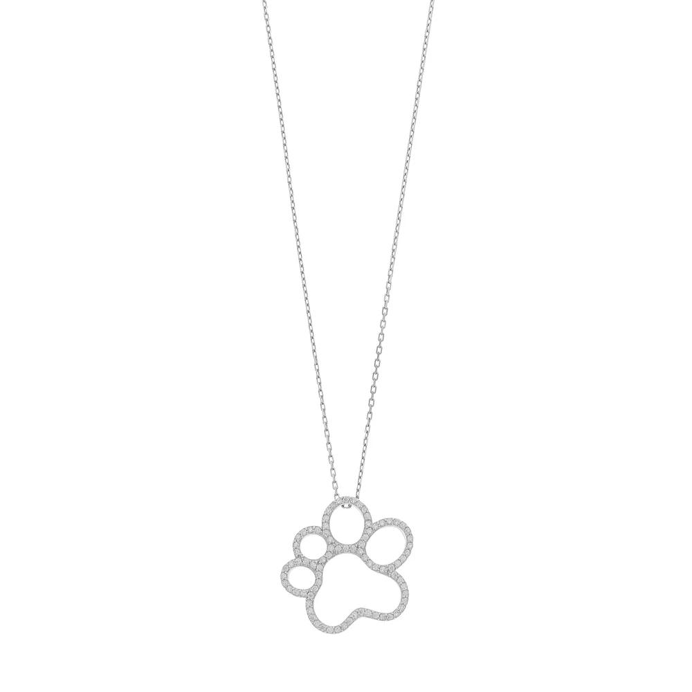 Sterling Silver Paw Print Pendant Necklace, Women's Product Image