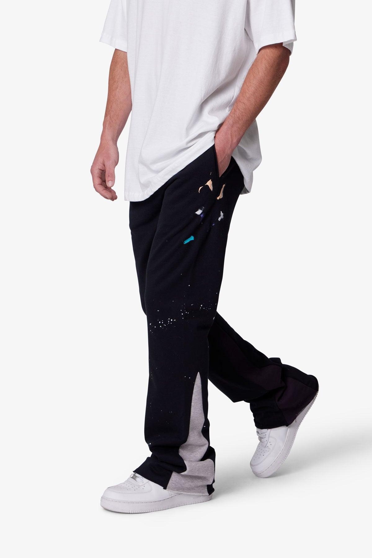 Contrast Bootcut Sweatpants - Black Male Product Image
