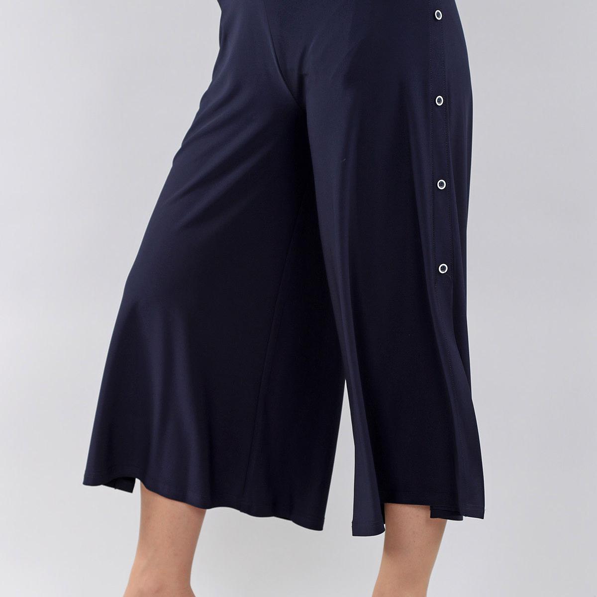 Pull on wide leg capri with side button detail Product Image