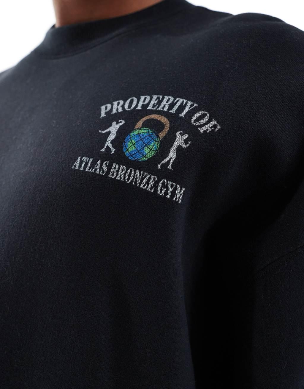 Hollister boxy leisure graphic back print sweatshirt in black Product Image