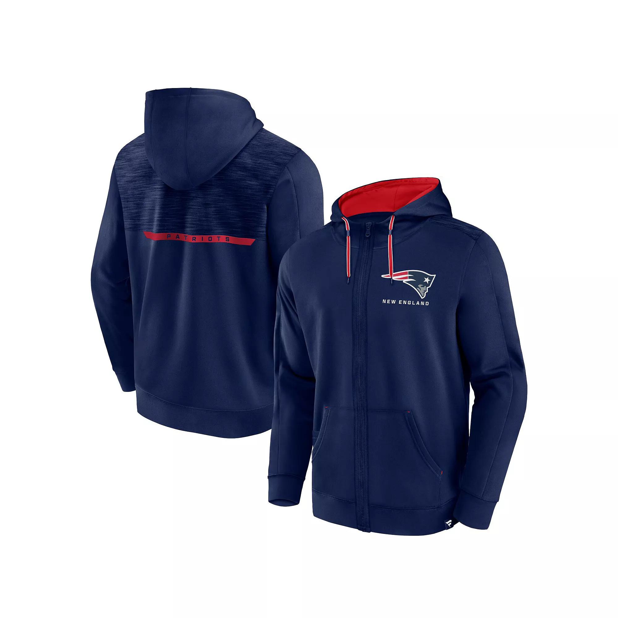 Men's Fanatics Branded  Navy New England Patriots Defender Evo Full-Zip Hoodie, Size: Small, Blue Product Image