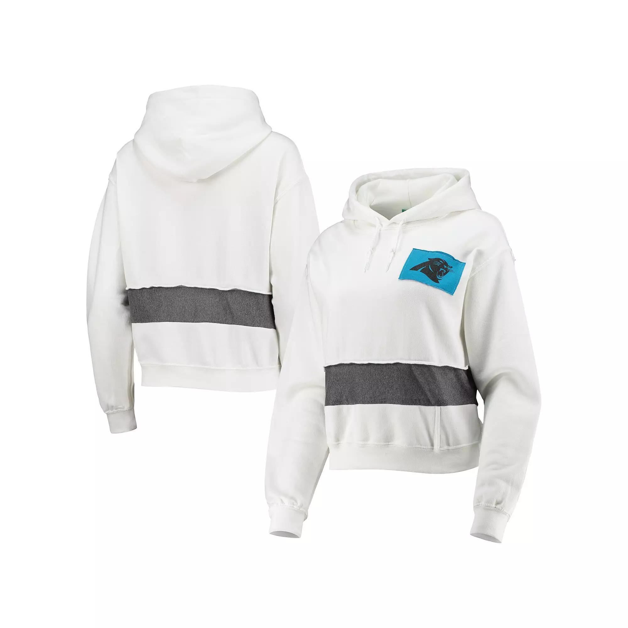 Women's Refried Apparel White Carolina Panthers Sustainable Crop Dolman Pullover Hoodie,  Product Image