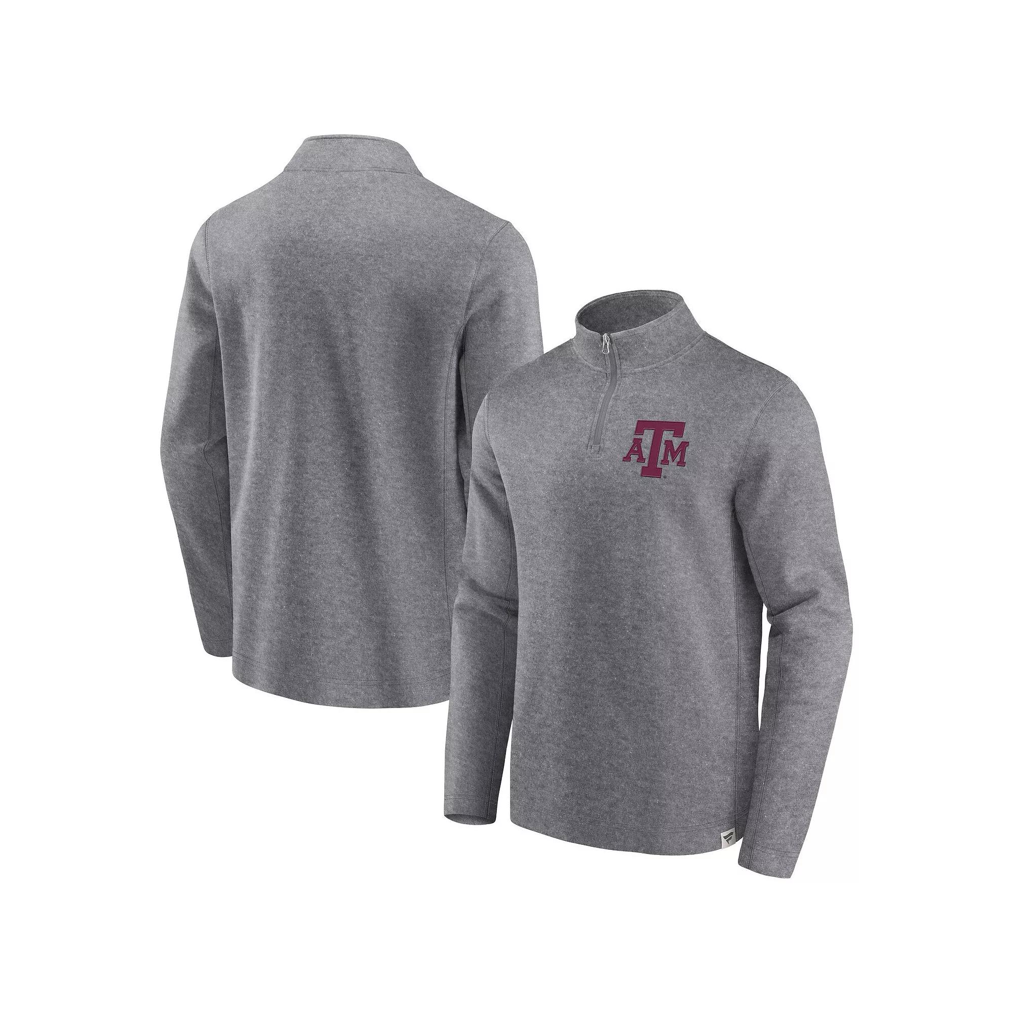 Men's Fanatics Branded Heather Gray Texas A&M Aggies Vintage Fleece Quarter-Zip Jacket,  Product Image